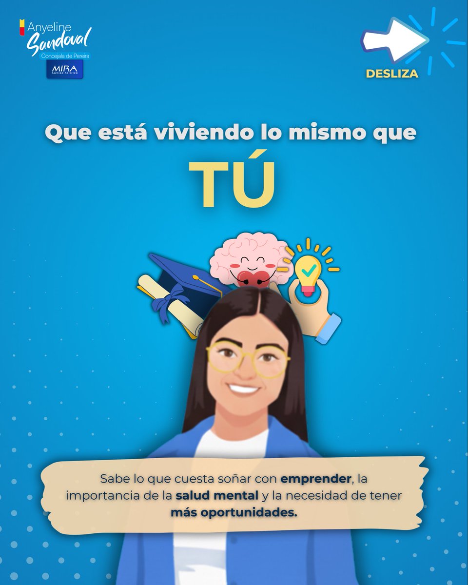 AnyelineS02's tweet photo. Ella es Melany Vanegas. Apóyala este 19 de octubre marcando MIRA en el tarjetón.💙 Porque los jóvenes también pueden transformar Pereira. https://t.co/EghIxrXAUG