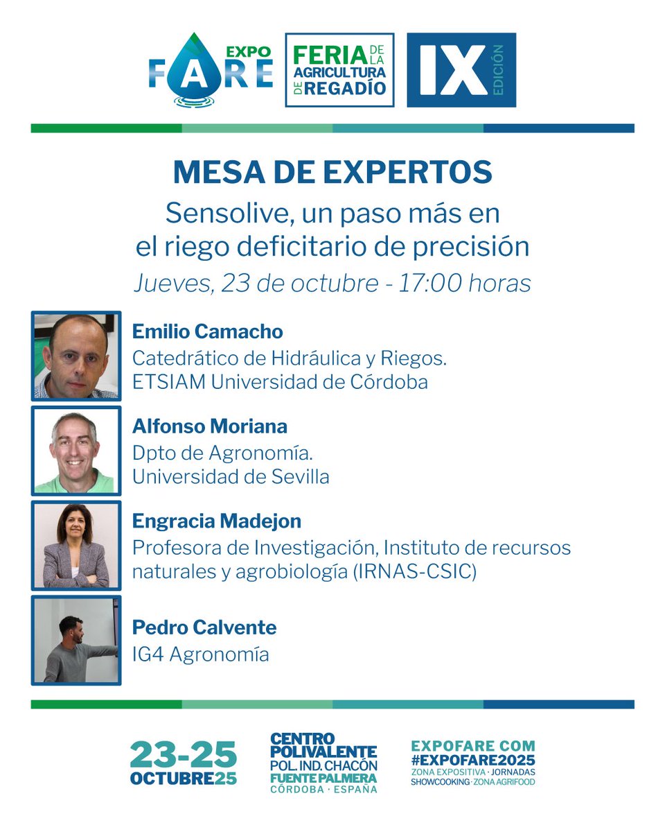 📣 Mesa de expertos: “Sensolive, un paso más en el riego deficitario de precisión” | Jornadas técnicas #EXPOFARE2025

Inscripción gratuita: expofare.es/inscripcion