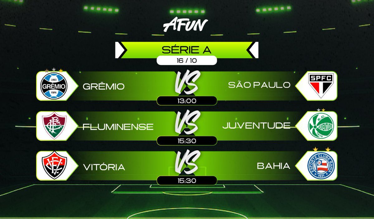 ⬆️⬆️ Jogos de Amanhã
⬇️⬇️Resultados de Hoje

              Palmeiras 5️⃣–1️⃣ RB Bragantino
               Botafogo 0️⃣–3️⃣ Flamengo
                 Mirassol 3️⃣–1️⃣ Internacional
           Sport Recife 1️⃣–1️⃣ Ceará
  América Mineiro 1️⃣–1️⃣ Cruzeiro
               Fortaleza 0️⃣–2️⃣ Vasco