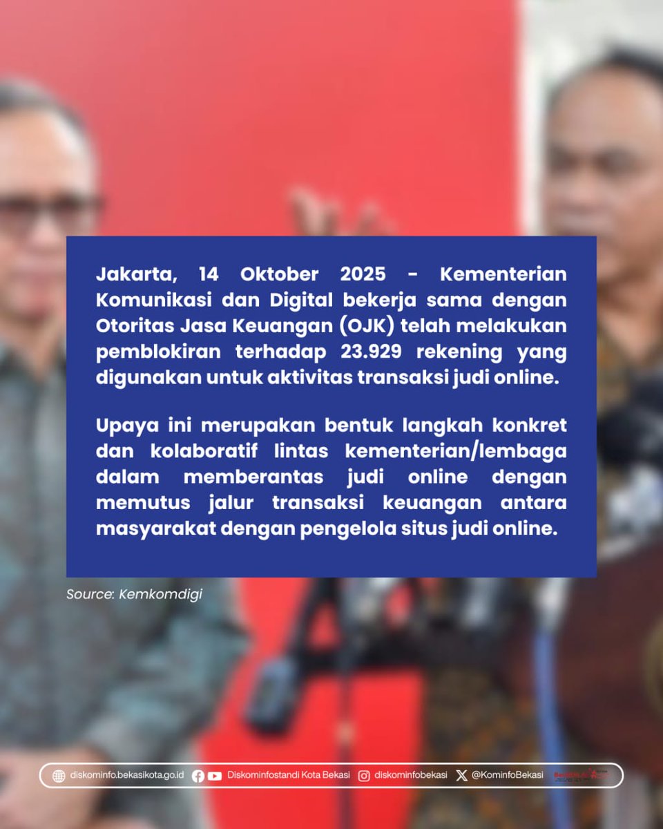 23 Ribu Rekening Judi Online Diblokir, Publik Diminta Aktif Melapor

Baca selengkapnya kunjungi: bekasikota.go.id/detail/23-ribu…

#bekasikotagoid
#komdigi
#kotabekasi