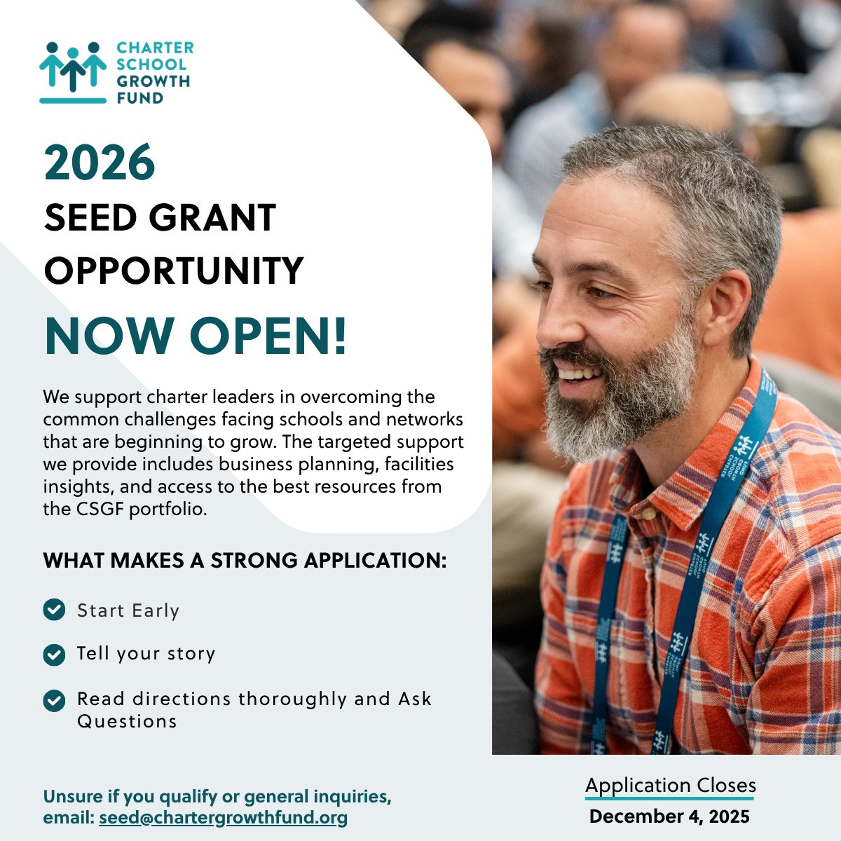 Since 2013, we've invested $80M+ in over 100 charter school leaders through our Seed strategy—helping them expand access to choice-filled lives for thousands of students.

Could you be next?

The Seed Grant provides funding, resources, and support for early-stage charter