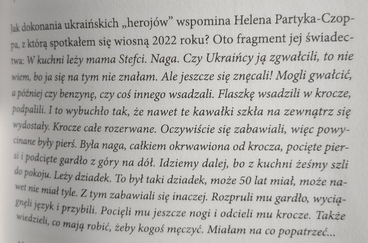 Za każdym razem gdy czytam, skurwysyństwo tych ludobójców, którzy szczycą się sprawcami jako bohaterami, przesuwa moje granice wrogości względem nich.
Jebać UPA, Banderę i wszystkich obecnych banderowców.
(Z książki "Sąsiedzi" J. Międlara)