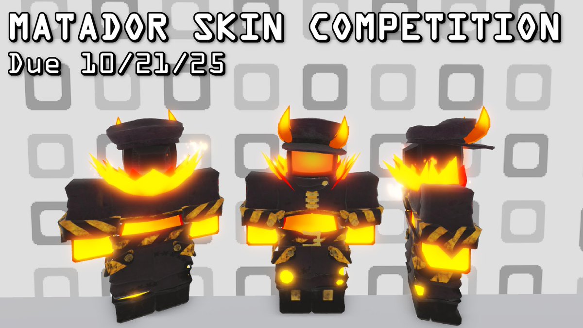 LEAVE YOUR MELEENIACS MATADOR SKIN CONCEPTS IN THE QOUTES/REPLIES

3 of these will be accepted
each winner will get their skin in-game and 10k robux :D