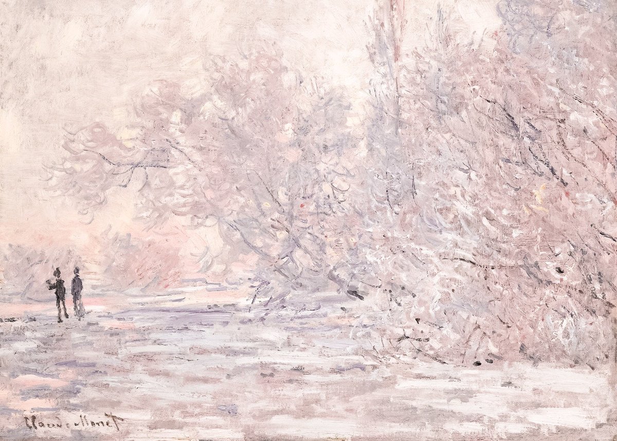 glirttery's tweet image. some snow scenes in claude monet’s paintings