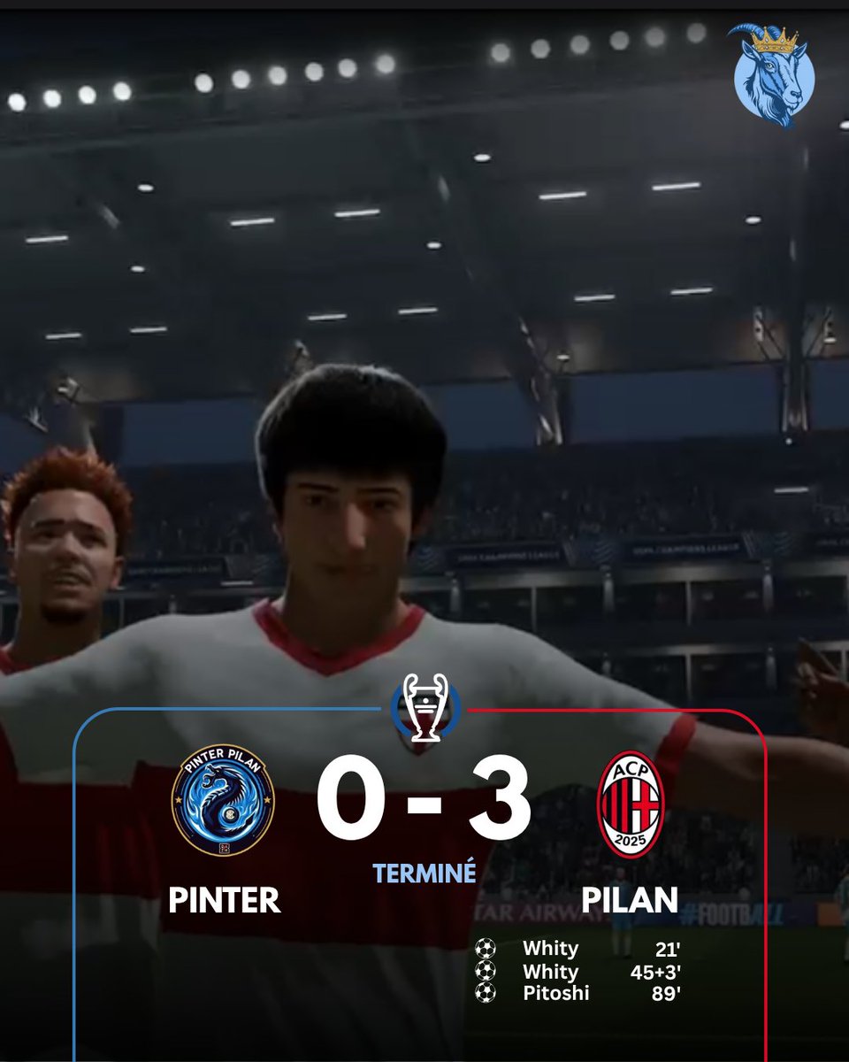 FFL_RP's tweet image. 𝗣𝗜𝗟𝗔𝗡 𝗖𝗢𝗥𝗥𝗜𝗚𝗘 𝗣𝗜𝗡𝗧𝗘𝗥 𝗗𝗔𝗡𝗦 𝗨𝗡 𝗗𝗘𝗥𝗕𝗬 𝗣𝗜𝗟𝗔𝗡𝗔𝗜𝗦 𝗦𝗢𝗨𝗦 𝗧𝗘𝗡𝗦𝗜𝗢𝗡 ! 🇮🇹🥵

Quel maitrise des Pilanais ce soir, nottament grâce à Whity ou à Rayan, auteur de 5 arrêts, qui a été élu homme du match. 🏆

🇮🇹 Pinter 0 - 3 Pilan 🇮🇹
