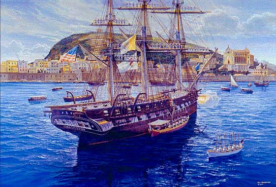 As 🇺🇸 celebrates #Navy250 this image painted by my late friend, Tom Freeman, captures the important diplomatic role played by the <a href="/USNavy/">U.S. Navy</a> throughout history.  Tom's "SHIP OF STATE" painting depicts the 1849 visit of Pope Pius IX aboard <a href="/USSConstitution/">USS CONSTITUTION</a>.