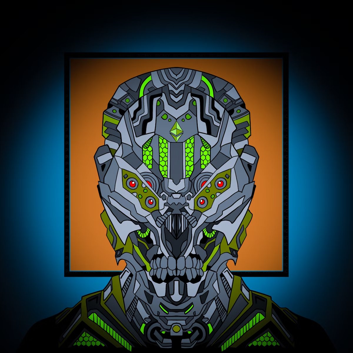 NAME: ◾
EDITION: 1
TECHNIQUE: Digital Drawing Vector
YEAR: 2022
SIZE: 5000x5000 * 20,3 MB
STYLE: CyberPunk, Futurist

Cyborg Transhuman Collection