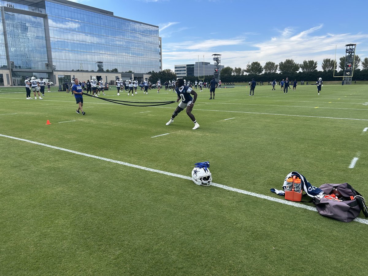 DeMarvion Overshown is ramping up his work. Today he is wearing a knee brace and has his helmet. Would think his practice window starts next week. 