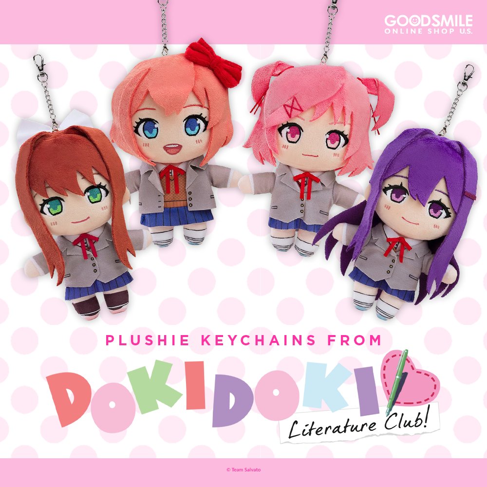 Make your favorite Doki Doki Literature Club girls part of your reality with adorable plushie keychains! Monika, Sayori, Natsuki, &amp; Yuri are ready to share the club spirit anywhere you go. Preorder now at GOODSMILE ONLINE SHOP US!

Shop: goodsmile.link/zkOJ4x

#DDLC #Goodsmile