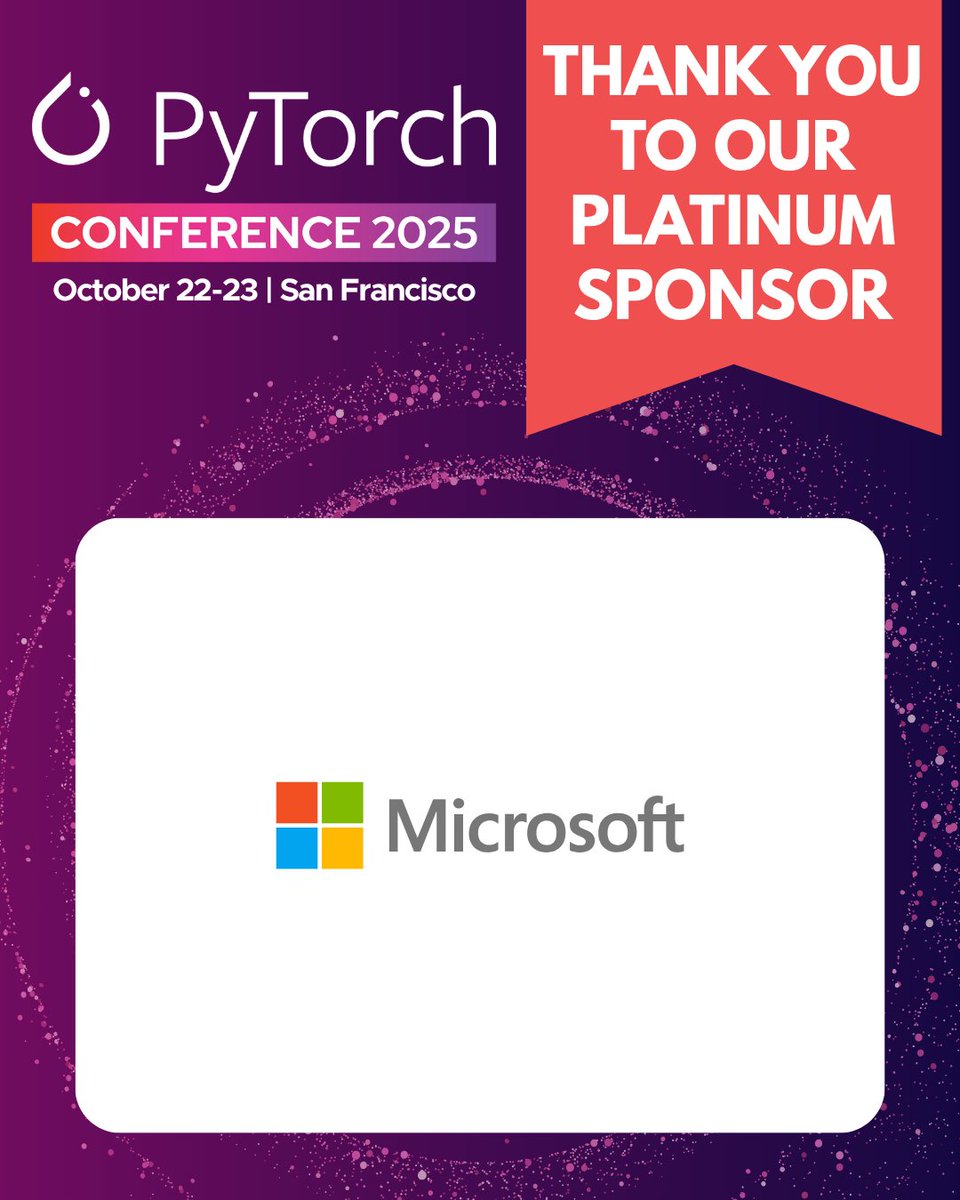 PyTorch's tweet image. Excited to have Microsoft join us at #PyTorchCon! 🔥
📍 Stop by their booth to see Agent Workflows demos
💡 Don’t miss the opportunity to meet with MSFT experts on Oct 22 | 1 PM to 5PM
Come to the booth, connect with experts & explore AI innovation with PyTorch + Azure.
👉…