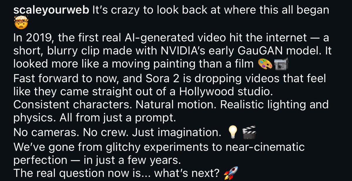 scaleyourweb's tweet photo. It’s crazy to look back at where this all began 🤯
In 2019, the first real AI-generated video hit the internet — a short, blurry clip made with NVIDIA’s early GauGAN model.
#ScaleYourWeb #AI #Automation #WebDev #DigitalMarketing #Sora2 https://t.co/NJHHdV88ro