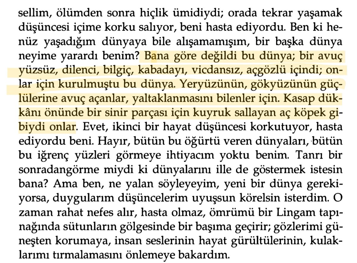 Adına dünya denilen sefalet borsası vicdansızların oyun bahçesine dönüştüğünden beri onurlu insanlar sığınaksız çöllerde sürgünde.

Sadık Hidayet - Kör Baykuş / syf 69

#Maviayrac #edebiart #kitap #kitaptavsiyesi #KitapAlıntıları #yenikitap #NeOkuyorum #BendekiKitap #tavsiyekitap
