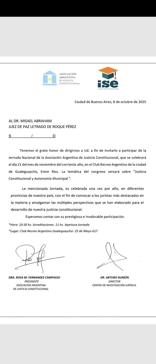 misaelabraham6's tweet photo. Gracias Asociación Argentina de Justicia Constitucional por la invitación!! https://t.co/zc8BWjYsd8