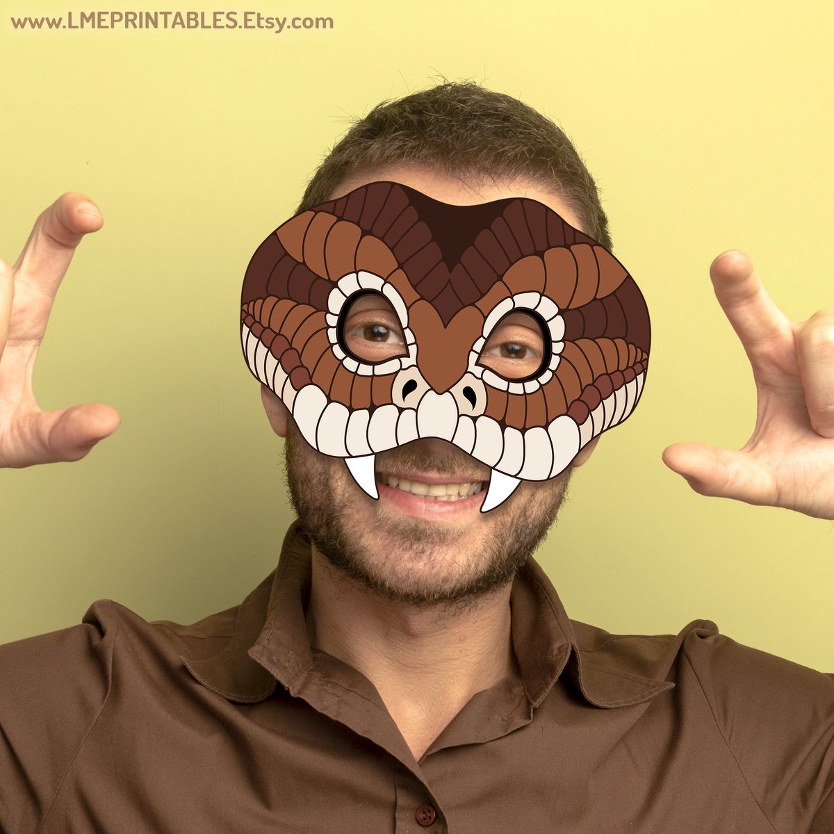 lmeprintables's tweet photo. Snake Printable Mask DIY Costume Halloween Reptile Brown Lizard Animal Funny Masks Photo Booth Prop Birthday Party Game Kid Adult Masquerade https://t.co/NOMyZhgguh via @Etsy #snakemask #snakecostume #halloweenmasks #diymasks #masksforadults #quickcostume #masks #photoboothprops https://t.co/5nervuvFdl