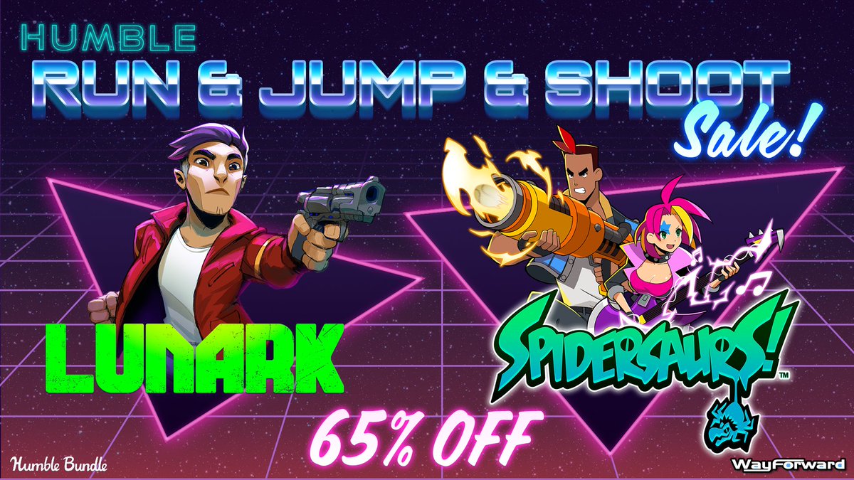 If you like runnin' and gunnin' (and jumpin') then this Humble sale is for you! Action-packed Spidersaurs and cinematic platformer LUNARK are both 65% off!