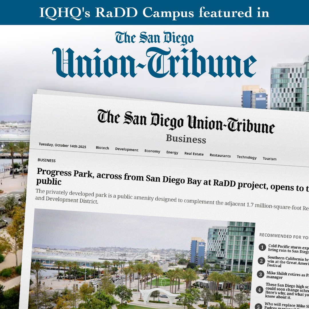 Progress Park opened to the public on 10/8, marking a major milestone in IQHQ's RaDD campus project.

MIG oversaw the commission &amp; management of nearly 19 artworks at RaDD, coordinating artist selection, fabrication, installation &amp; maintenance. Read more: iqhqreit.com/districts/radd