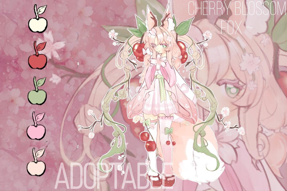 msimosichan's tweet photo. cherry blossom fox ADOPTABLE 
SP 1 - $18 (personal use)
SP 2 - $40 (commercial use / vtuber use)
can do holds!  all offers via DM please :3
or you can buy it on Ko-Fi (but + partner fee :( )
link below 🌸🩷🌸
#adopt #adoptable #pink #kitsune #cherry https://t.co/gQCsGFV378