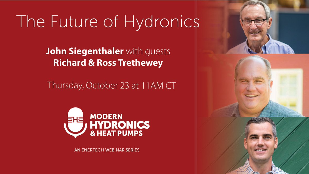 Tomorrow is the day! John Siegenthaler is sitting down to talk shop with Richard &amp; Ross Trethewey about the future of hydronics. In addition, Justin Jobe will be on hand to discuss the all-new EM Flex. Register now! attendee.gotowebinar.com/register/20347…