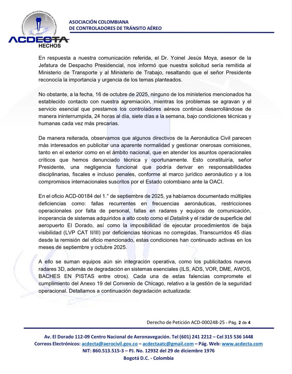 UltimaHoraCR's tweet image. Controladores aéreos alertan fallas en sistemas de navegación y aterrizaje en varios aeropuertos del país relacionadas con frecuencias aeronáuticas, restricciones operacionales por falta de personal, en radares y equipos de comunicación.
Piden una reunión urgente con el…