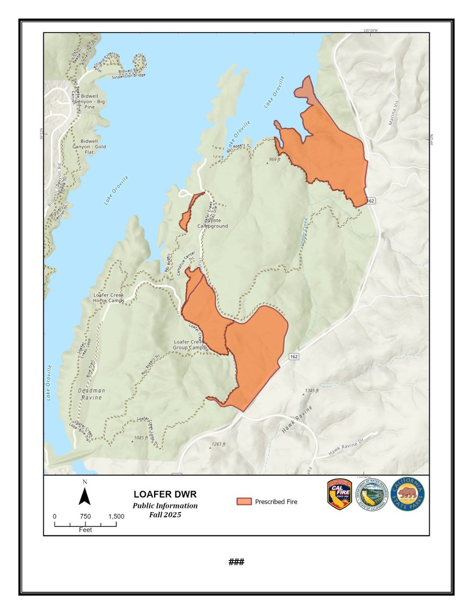 We are planning to conduct a control burn at the Loafer Creek Recreation Area at Lake Oroville next week. See the news release for details.