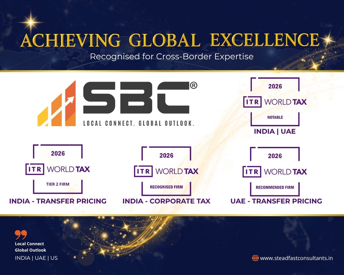 sbcllp's tweet photo. ITR World Tax 2026 Rankings Are Out!

SBC is recognised across multiple categories:
India – Tier 2 Firm | Transfer Pricing
India – Recognised Firm | Corporate Tax
UAE – Recommended Firm | Transfer Pricing
Founder Mithilesh – Notable Practitioner (India &amp; UAE) https://t.co/BwsmDwnfzg