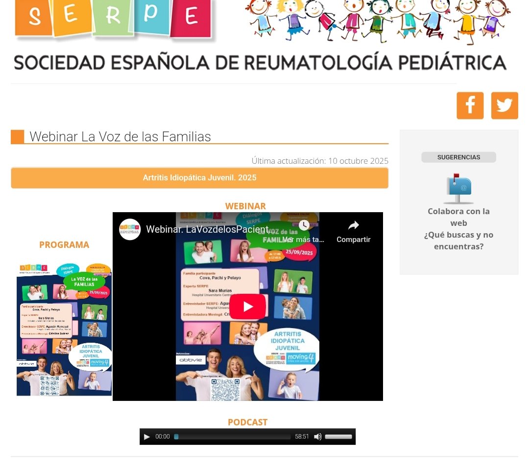 Ya está en nuestra web el primer webinar La voz de Las Familias sobre Artritis Idiopática Juvenil. Disponible video y podcast.  reumaped.es/index.php/fami…