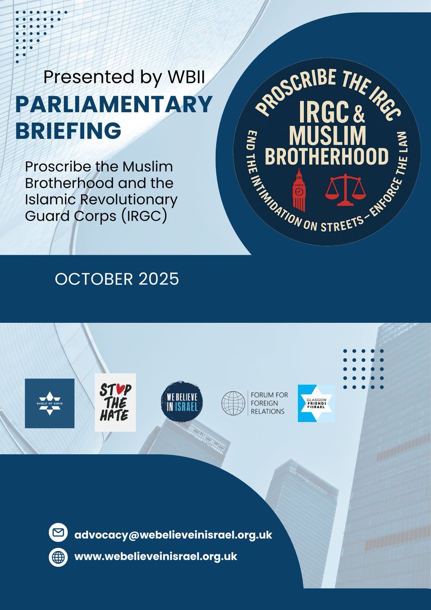 We’ve just released our parliamentary briefing calling on the UK to proscribe the Muslim Brotherhood and the IRGC under s.3 Terrorism Act 2000. The law already exists—this makes support, branding and mobilisation chargeable and gives police, universities, councils and charities