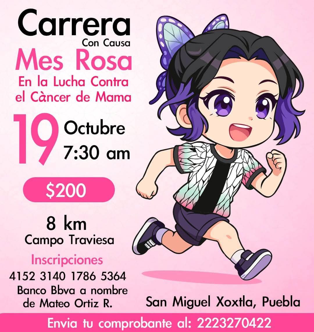PoderNoticiaPue's tweet image. 🎀 #Entérate Este 19 de octubre se realizará la Carrera con Causa “Mes Rosa” en San Miguel Xoxtla, organizada por el municipio, con el objetivo de sensibilizar sobre la detección temprana del cáncer de mama. 🏃♀️💗
El evento deportivo, bajo el lema “Cierra 2025 con esperanza”,…