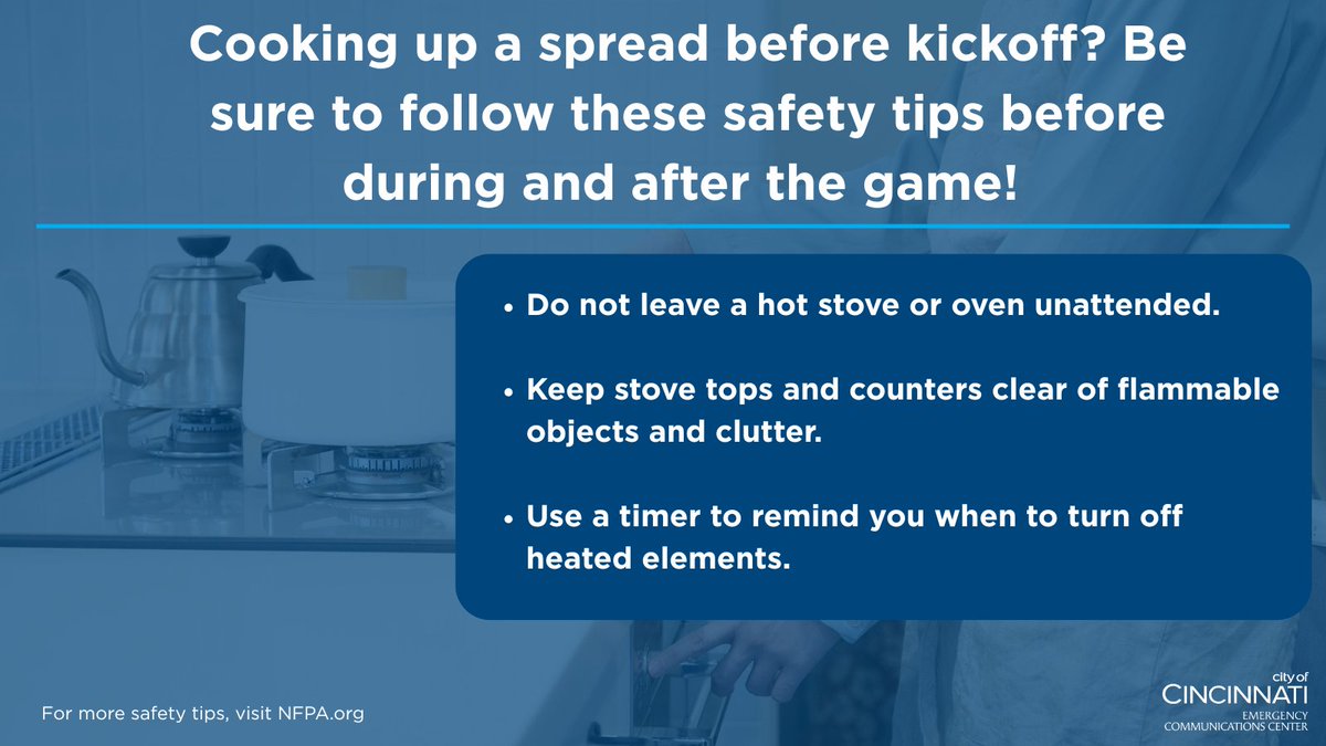 Let's practice safe habits in the kitchen so we can all enjoy each and every kickoff! 🍲🏈