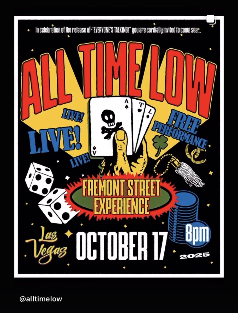 Happy to announce a new FREE show tomorrow night <a href="/FSELV/">Fremont Street Exp</a> . <a href="/AllTimeLow/">All Time Low</a> taking over the 3rd Street Stage to celebrate their new album launch!