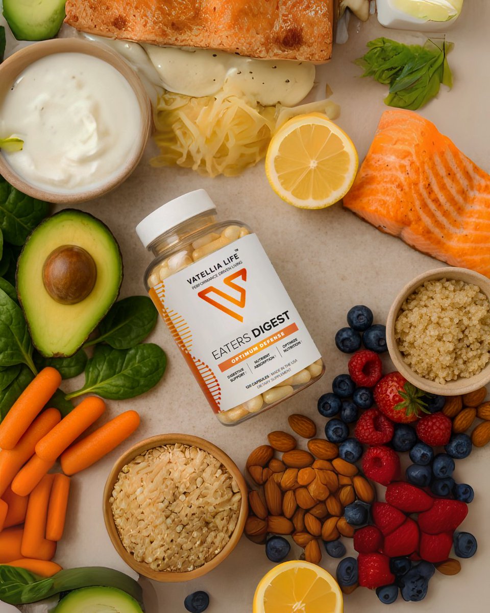 vatellialife's tweet image. From salmon &amp;amp; greens to quinoa &amp;amp; berries— 

Whole foods deliver, but your gut has to handle the load. 

🔗Support your journey from plate to power with Eater&apos;s Digest: bit.ly/4gkrGLR

#EatersDigest #DigestiveSupport #GutHealth #NutrientAbsorption #Wellness #VatelliaLife