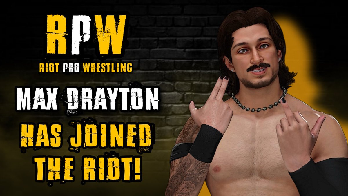 Riot Pro Wrestling (@thisisriotpro) on Twitter photo BREAKING NEWS!
<a href="/TheMaxDrayton/">Mαx Dɾαყƚσɳ マックス・ドレイトン</a> has JOINED THE RIOT!
The Deathmatch Prince is a certified Deathmatch Legend. Whether it's a deathmatch or singles match, Drayton has shown why he belongs. He has made his name known on the indies, notably in <a href="/HavocPro2k/">HAVOCProWrestling</a>! 
#JOINTHERIOT #RiotPro BREAKING NEWS!
<a href="/TheMaxDrayton/">Mαx Dɾαყƚσɳ マックス・ドレイトン</a> has JOINED THE RIOT!
The Deathmatch Prince is a certified Deathmatch Legend. Whether it's a deathmatch or singles match, Drayton has shown why he belongs. He has made his name known on the indies, notably in <a href="/HavocPro2k/">HAVOCProWrestling</a>! 
#JOINTHERIOT #RiotPro