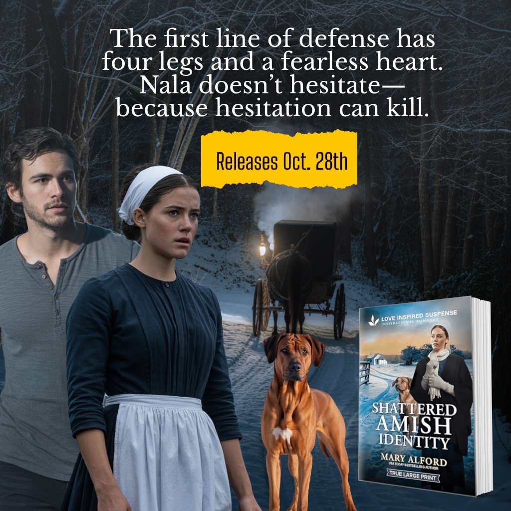 maryalford13's tweet image. The first line of defense has four legs and a fearless heart. Nala doesn’t hesitate—because hesitation can kill.
Shattered Amish Identity – Coming October 28th
Preorder now: Amazon: amzn.to/3ID6cNI
Barnes and Noble: bit.ly/4mMXH0J
#K9Suspense #FourLeggedHero