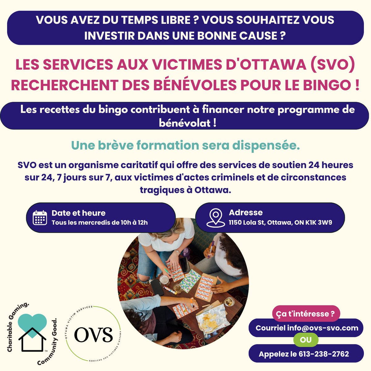 💚Call for volunteers!💚
OVS is currently seeking volunteers to take shifts at the Overbrook Bingo Palace every Wednesday from 10 AM to 12 PM. As a charitable gaming partner, every single dollar earned through their charitable gaming program helps fund our volunteer program.