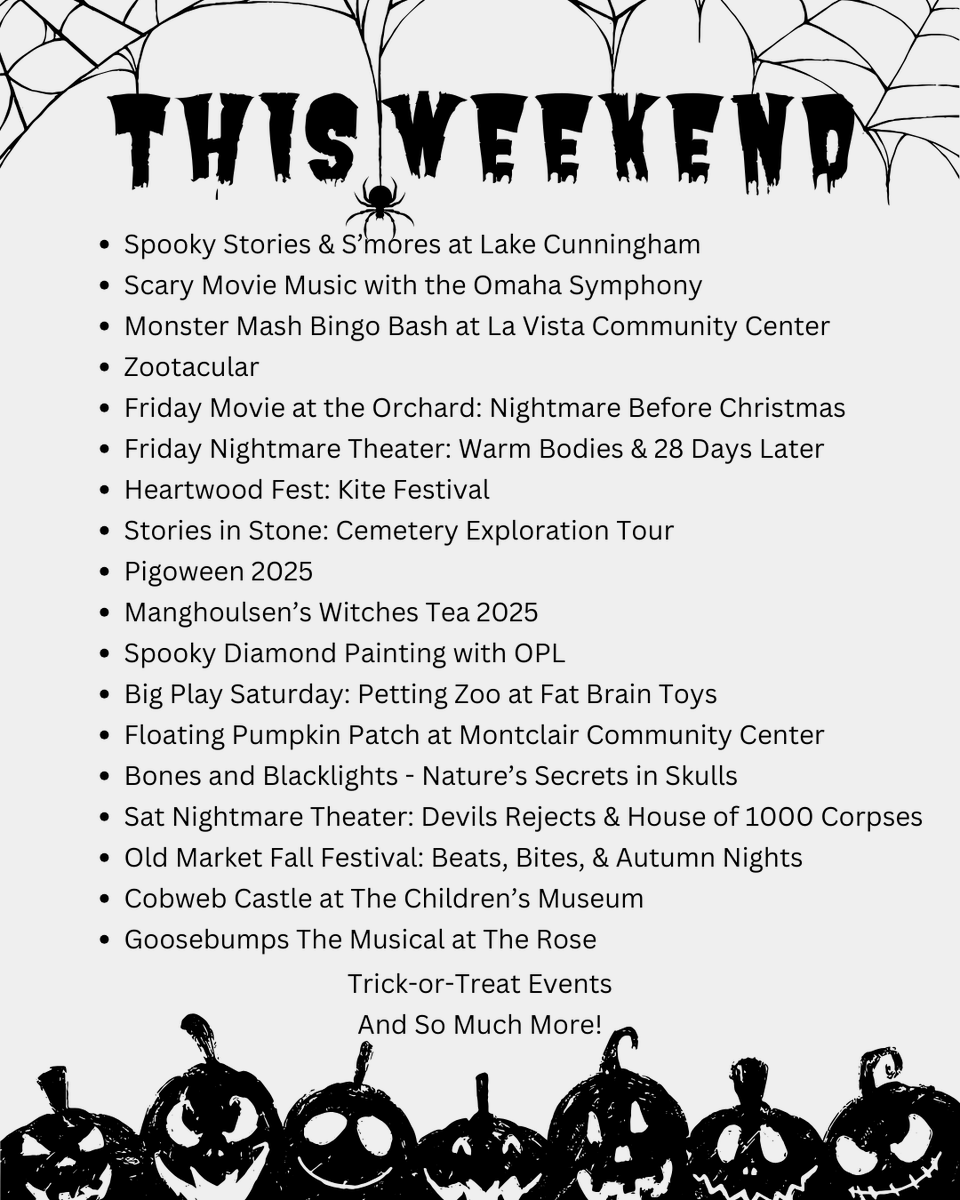 🎃 Get those costumes ready, it’s officially trick-or-treat season! 👻

Find all the details and happenings here: familyfuninomaha.com/events/

Trick-or-Treat Specific Events: familyfuninomaha.com/trick-or-treat…