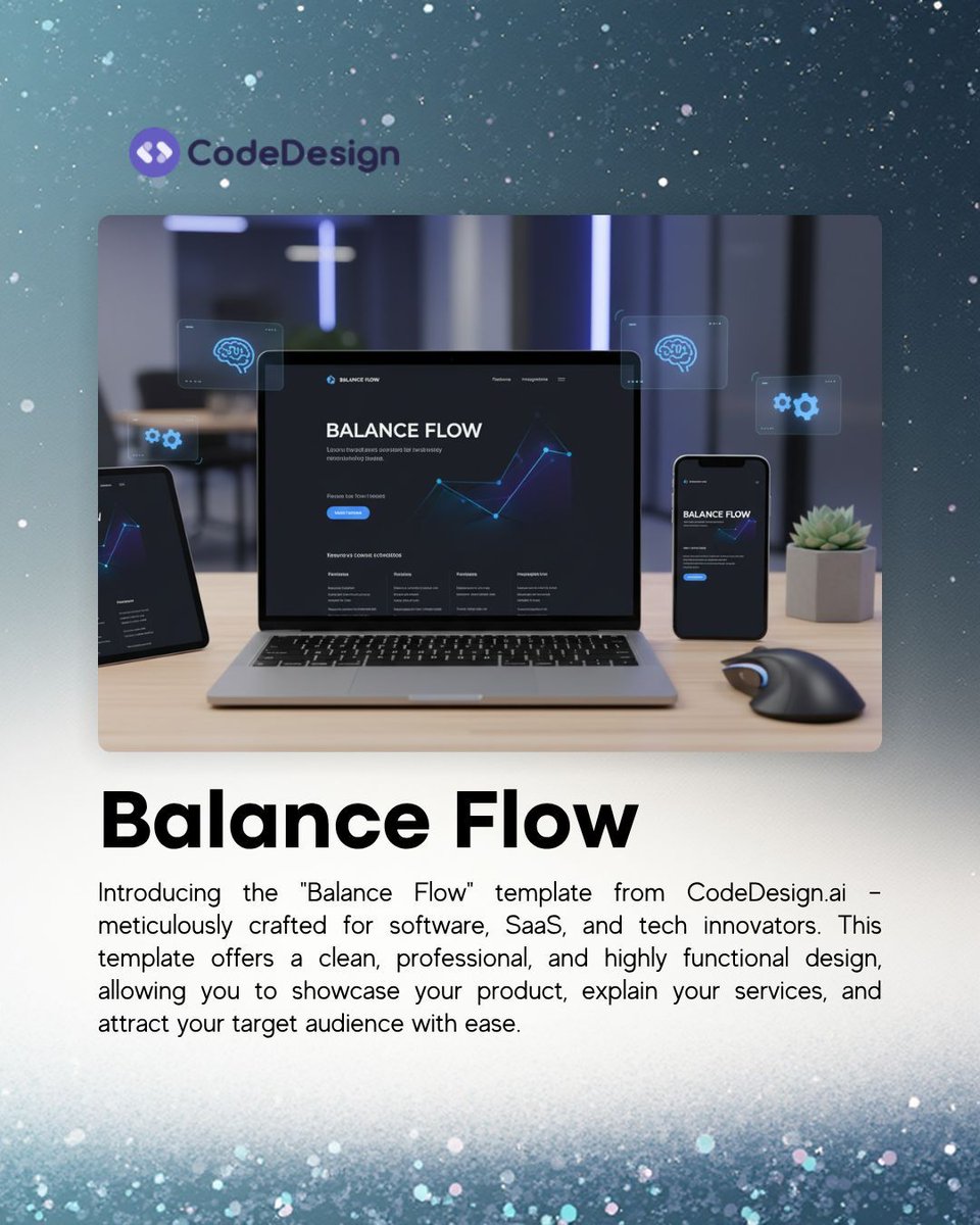 codedesignai's tweet image. Launch your #SaaS or #Tech website faster than ever! 🚀
Meet the "Balance Flow" template by @CodeDesign_ai. Modern design, AI-powered setup, and built for growth. Get online in minutes!
Demo: balanceflow.codedesign.app
Build it:shorturl.at/o4Y0N
#AI #WebDev #Startup