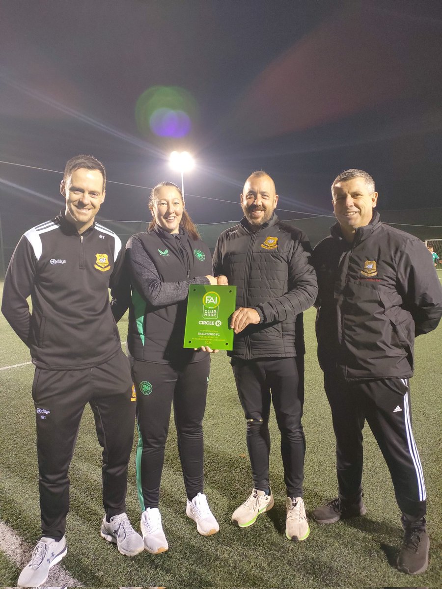 Congratulations to @Ballyborofc  &amp; especially to Mick on renewing the FAI Club Mark Entry Level

Clubs are assessed within 3 categories.
 ✅Governance &amp; Administration 📝
 ✅Player &amp; Coach Development⚽📜
 ✅Creating Opportunities to play the game⚽🏁