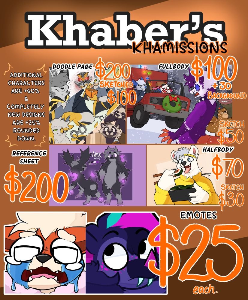 KHAMMISSIONS OPENED!

Gonna be open for a week or so!
NEW Painted Fullbodies are available, and are looking to be a main stay for $80. Examples below!

Link: forms.gle/r17X24Tgv4zWBd…
Reposts and Spreading the word around appreciated!