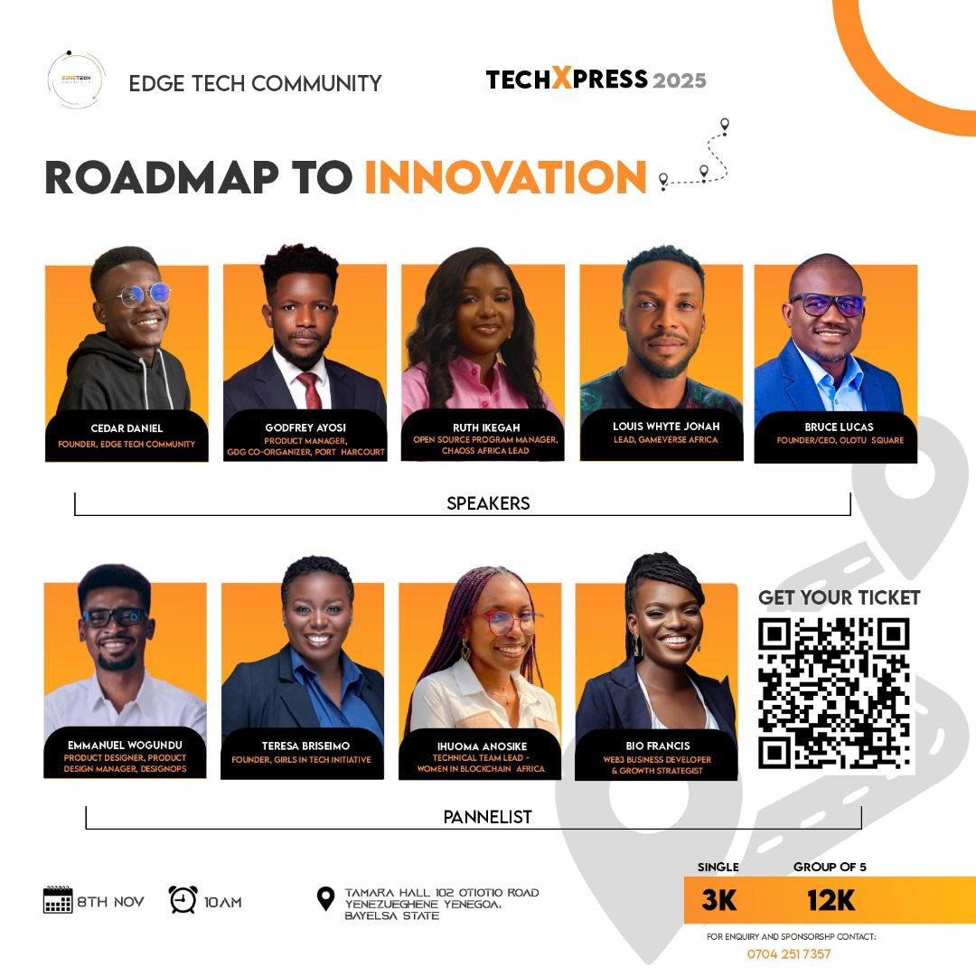 _weareedgetech's tweet image. One of the most exciting Tech Events in the Niger Delta is back! This year, bigger and better!
Date: 8th November, 2025
Time: 10am
Get tickets here: lnkd.in/d2TGVjWe
Or Scan the QR
#TechXpress
#TechXpress2025 #EdgeTechCommunity