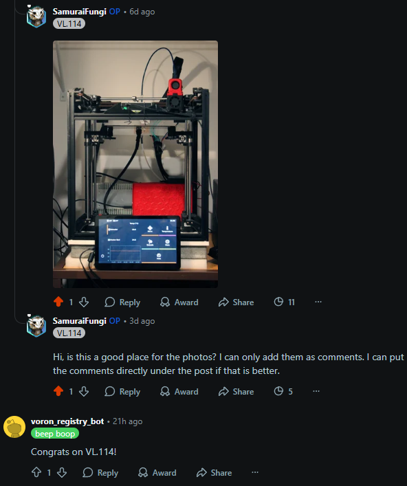 poikilos_'s tweet image. I got a serial number for my build! #VORON Legacy #3DPrinting