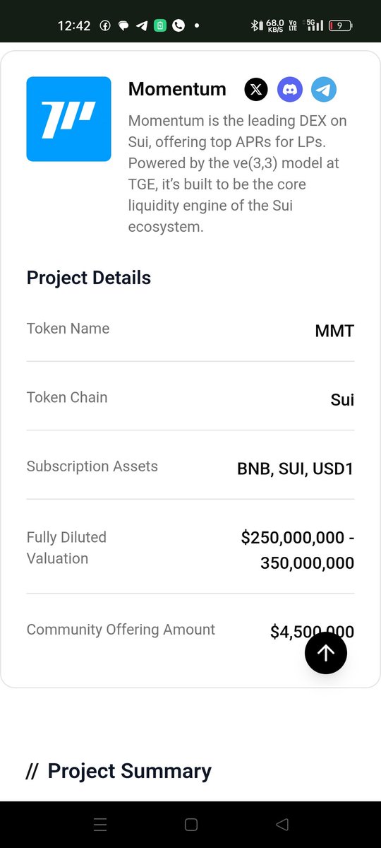 🚀 $MMT Sale Now Live! 🚀
🔹 Fair allocation — no whales
🔹 Secure and audited
🔹 Built for real utility &amp; adoption

💡 How to join
1️⃣ Visit - buidlpad.com/projects/momen…
2️⃣ Bind twitter do kyc in 22oct
3️⃣ got garnered 150$ allocation
<a href="/buidlpad/">Buidlpad</a>  <a href="/MMTFinance/">MomentumⓂ️Ⓜ️T</a>
Don’t miss your chance 🔥