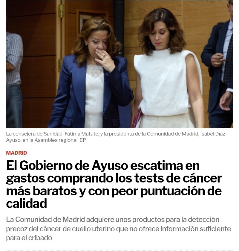 ‼️ El Gobierno de Ayuso vuelve a recortar en lo esencial: compran los tests de cáncer más baratos… y con la peor calidad. ¿Cuánto vale una vida para ellos?  

#SanidadPública #Madrid #AyusoRecorta #SaludNoEsNegocio