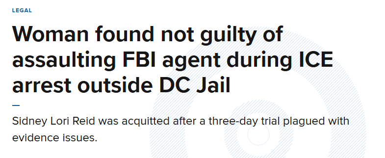 ReichlinMelnick's tweet image. Yet ANOTHER criminal case brought by Jeanine Pirro in DC has floundered. In this case, a grand jury refused to indict Sidney Reid on felony assault charges, so the Trump admin instead filed misdemeanor charges. Now a jury has acquitted Ms. Reid. What an embarrassment for DOJ.
