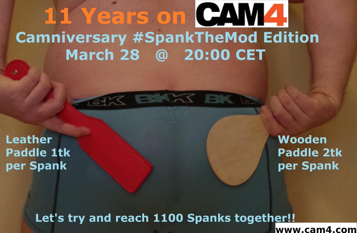 Cam4Zoomo's tweet photo. https://t.co/27plIQsi9l  Yes 11 Year Camniversary on Cam4. it's Time for another #SpankTheMod Show! Come and join the Fun! https://t.co/Ybvpu7TdFP