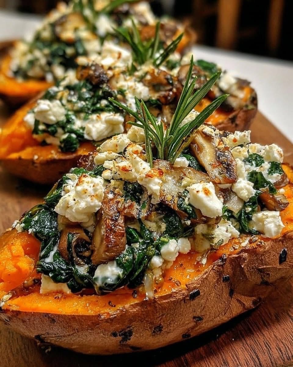 G12Rocco's tweet image. Stuffed Mashed Sweet Potato stuffed with spinach mushrooms and feta cheese sprinkled with lemon garlic yogurt sauce😋❤️😉 #ThursdayVibes