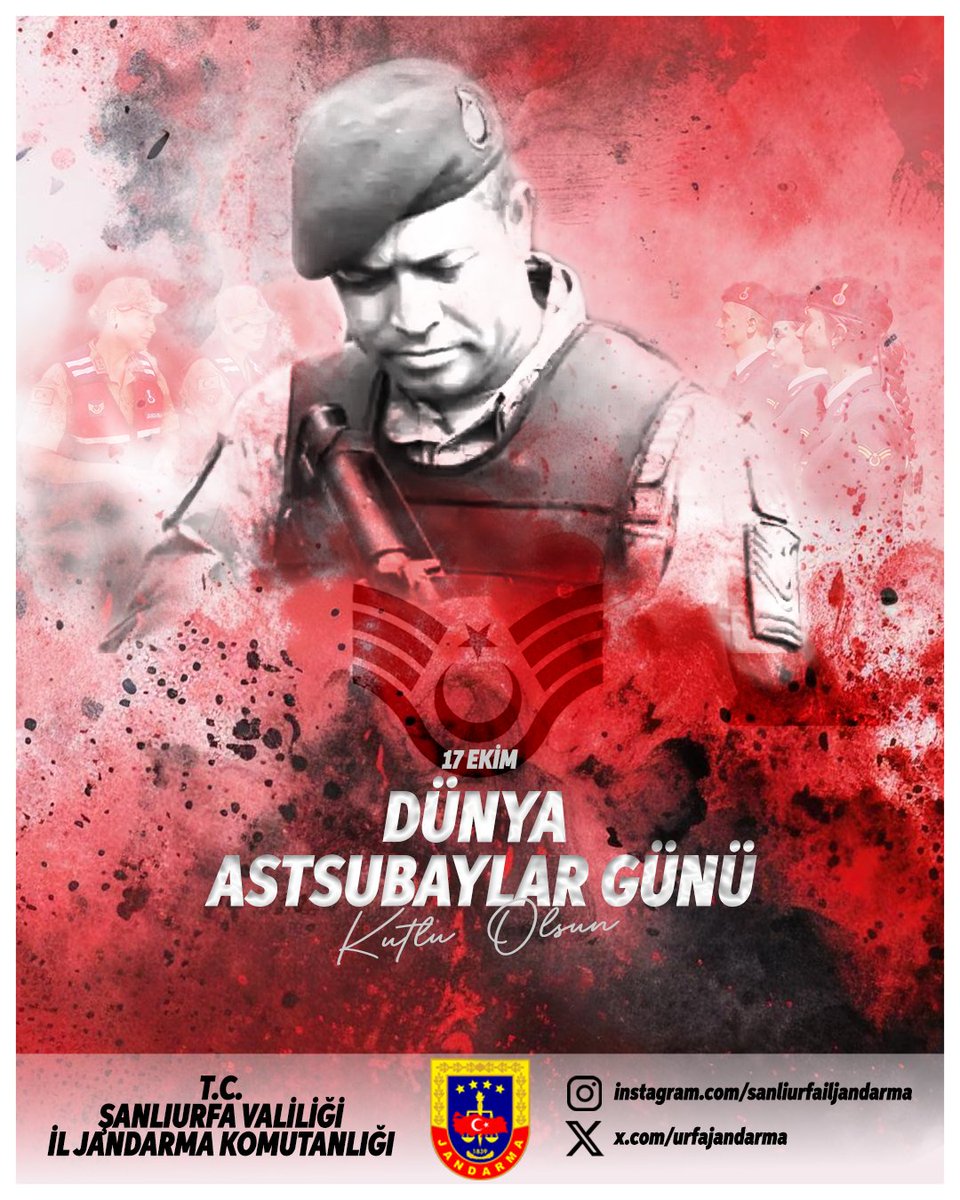 17 Ekim Dünya Astsubaylar Günü Kutlu Olsun🇹🇷

#şanlıurfajandarma