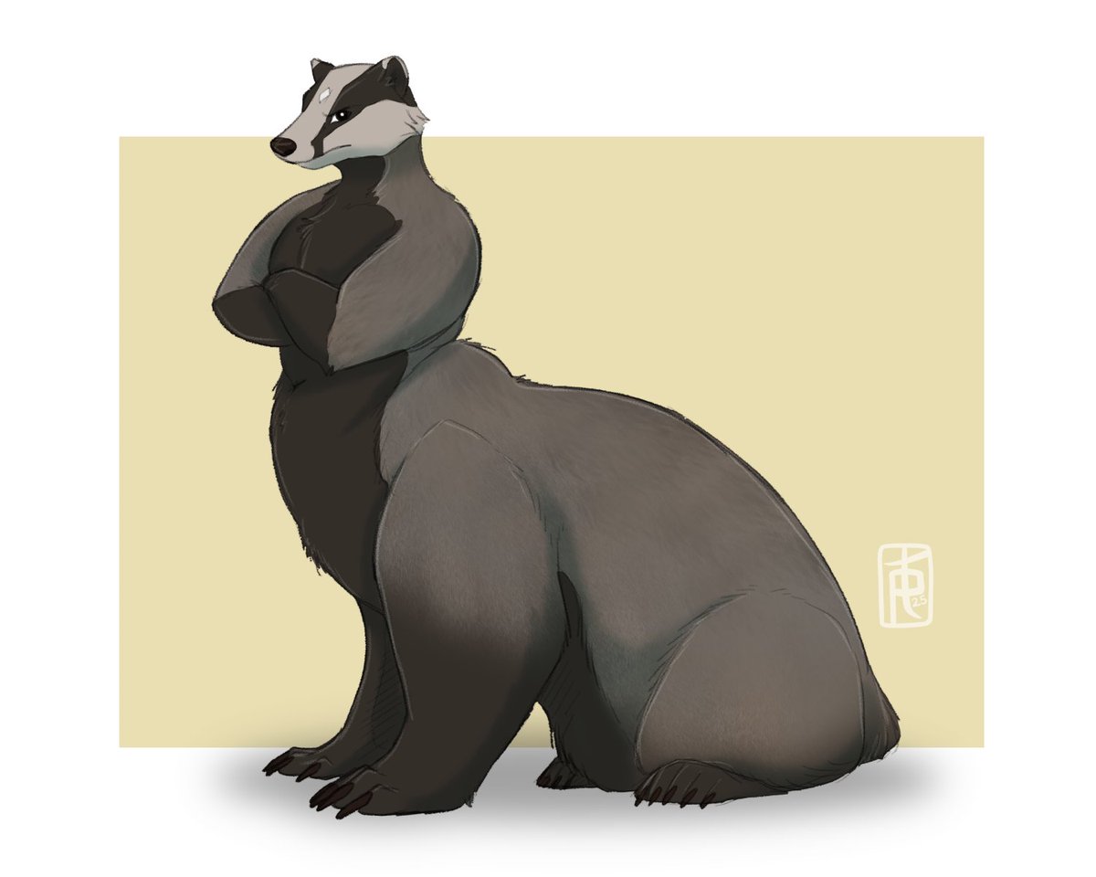 Caius has been turned into a badger-taur and isnt happy about it. Idk though, he looks pretty awesome to me! 

Sketch for Coltario!