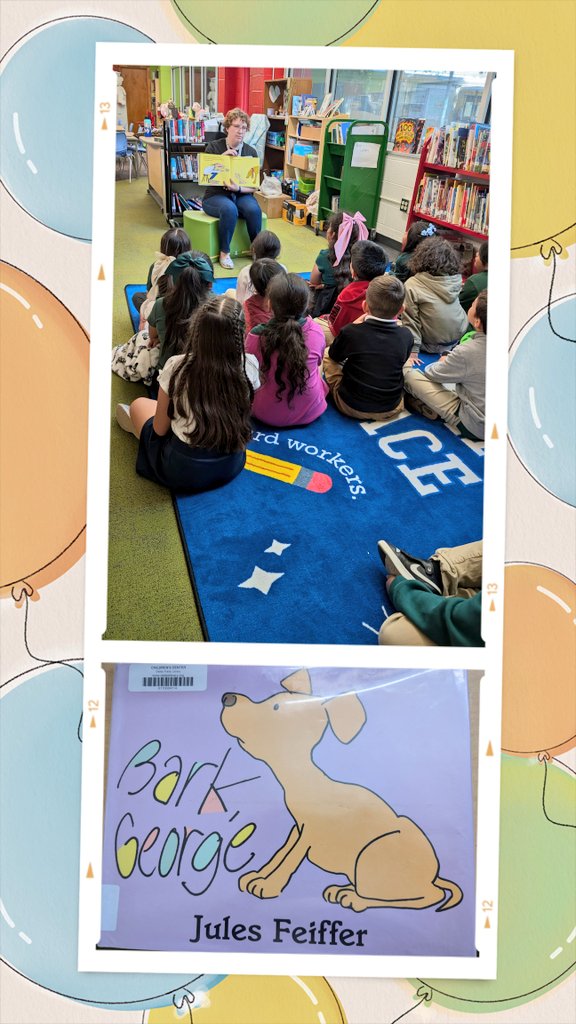 MsPatelLibrary's tweet image. We&apos;re so grateful for our wonderful partnership with @dallaslibrary and Ms. LeeAnn! Our students loved the Bark George read-aloud, made fun predictions, and had a blast with the activity! 📚🐕 @CasaViewES @DISD_Libraries