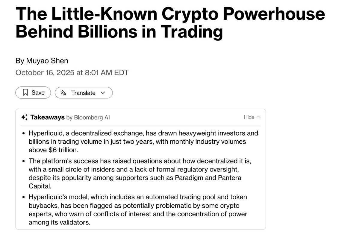 notputsandcalls's tweet image. the truth about $HYPE is finally coming to the masses. moments ago @business published an op-ed about hyperliquid and it's "decentralized" protocol
unlocks for hyperliquid are coming soon, the largest holders are unstaking, yet all you hear on this app from the same 200 people…