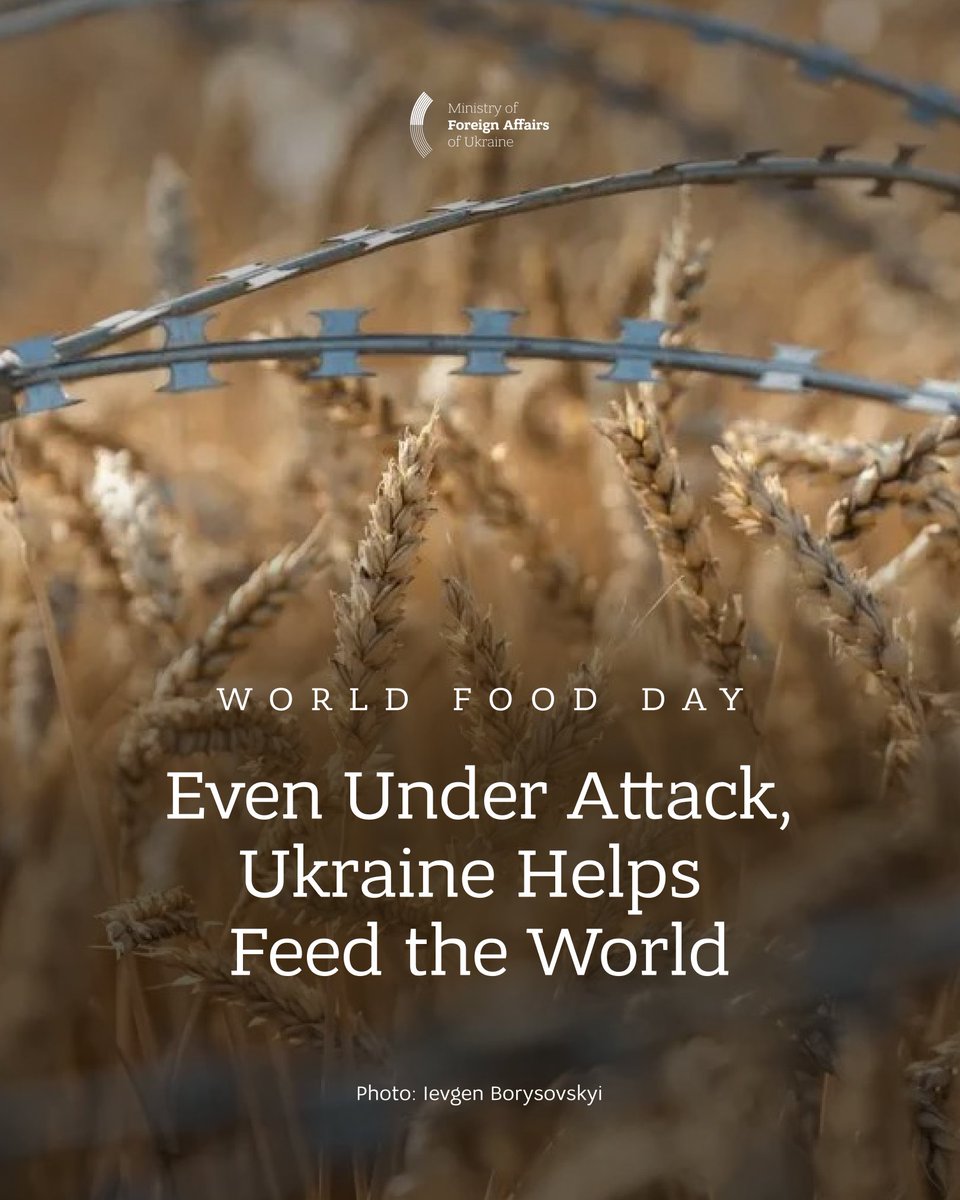 On this World Food Day, Ukraine reaffirms its commitment as a reliable contributor to global food security and a partner ready to help those in need, despite the ongoing Russian aggression.

Since February 2022, Russia has deliberately tried to destroy Ukraine’s agricultural